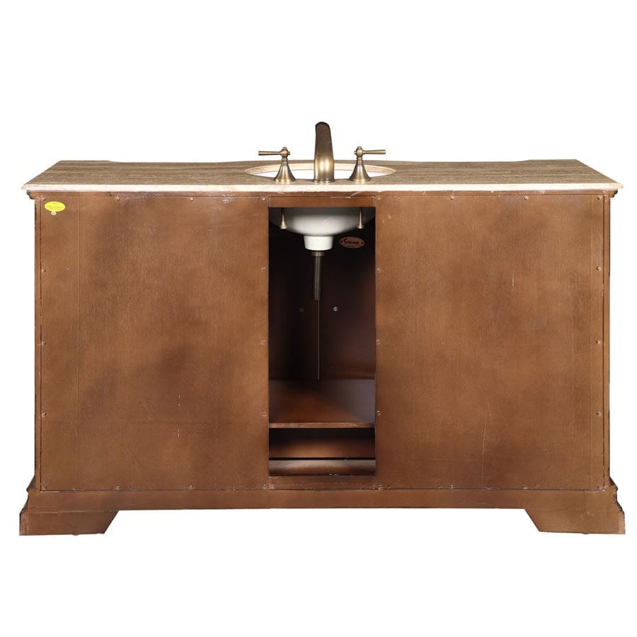 Silkroad Exclusive 60-inch Travertine Top Single Sink Bathroom Vanity - HYP-0713-T-UWC-60 - Molaix610256802084Bathroom VanityHYP-0713-T-UWC-60