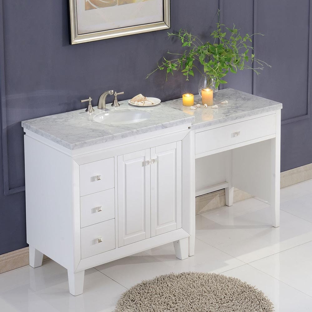 Silkroad Exclusive 67-inch Carrara White Marble Top Single Sink Bathroom Vanity - V0320WW67R - Molaix600316839228Bathroom VanityV0320WW67R