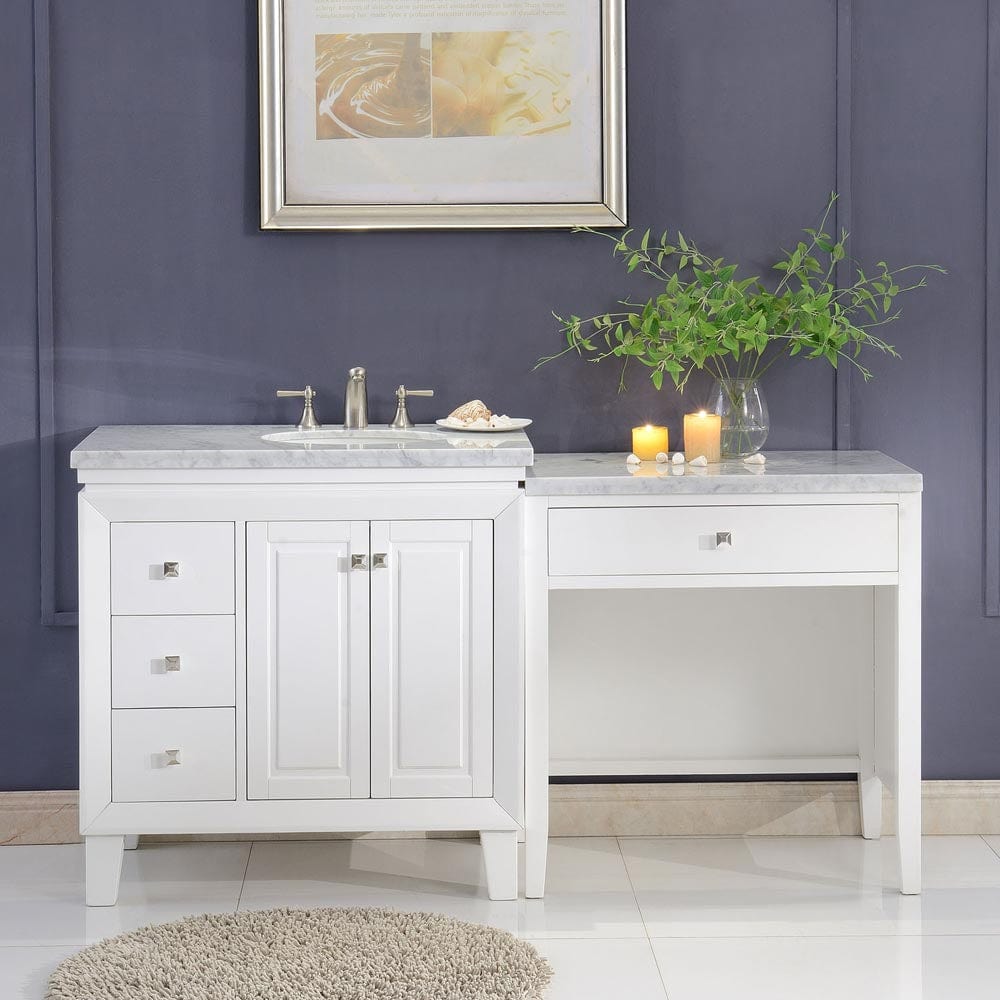 Silkroad Exclusive 67-inch Carrara White Marble Top Single Sink Bathroom Vanity - V0320WW67R - Molaix600316839228Bathroom VanityV0320WW67R