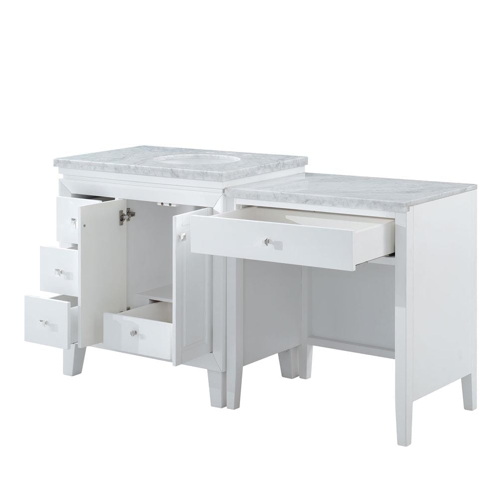 Silkroad Exclusive 67-inch Carrara White Marble Top Single Sink Bathroom Vanity - V0320WW67R - Molaix600316839228Bathroom VanityV0320WW67R