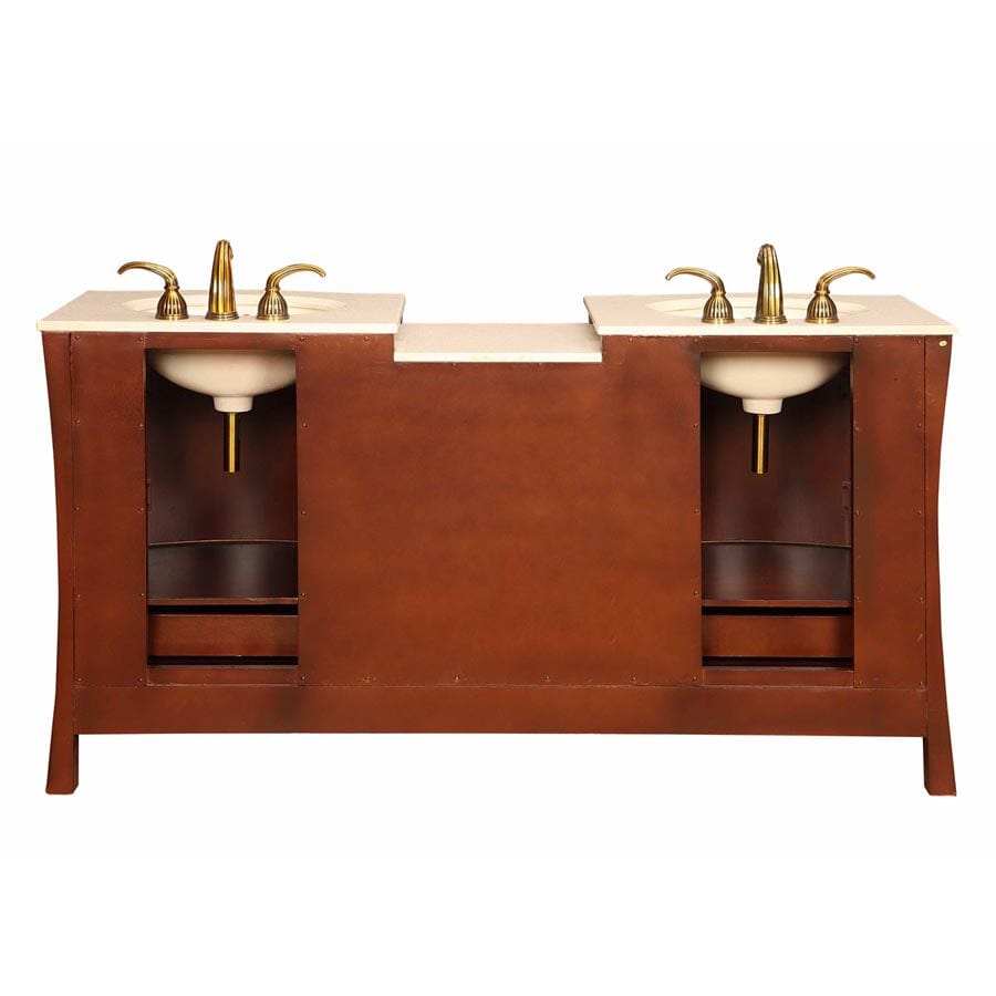 Silkroad Exclusive 67-inch Crema Marfil Marble Top Double Sink Bathroom Vanity - HYP-0727-CM-UIC-67 - Molaix610256800752Bathroom VanityHYP-0727-CM-UIC-67
