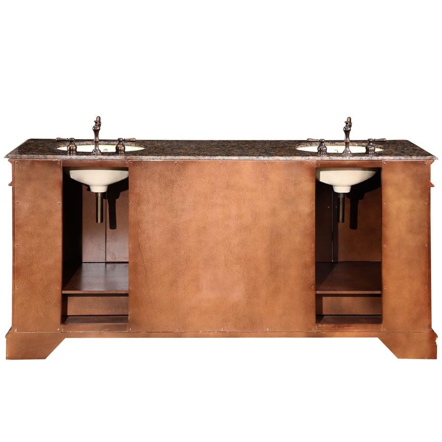 Silkroad Exclusive 72-inch Baltic Brown Granite Top Double Sink Bathroom Vanity - HYP-0715-BB-UIC-72 - Molaix610256800608Bathroom VanityHYP-0715-BB-UIC-72