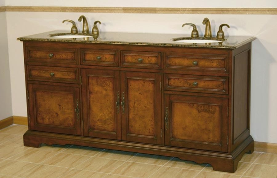 Silkroad Exclusive 72-inch Baltic Brown Granite Top Double Sink Bathroom Vanity - HYP-0716-BB-UIC-72 - Molaix610256800646Bathroom VanityHYP-0716-BB-UIC-72
