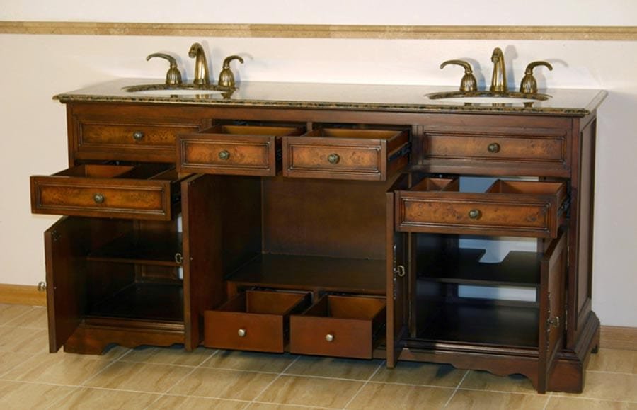Silkroad Exclusive 72-inch Baltic Brown Granite Top Double Sink Bathroom Vanity - HYP-0716-BB-UIC-72 - Molaix610256800646Bathroom VanityHYP-0716-BB-UIC-72