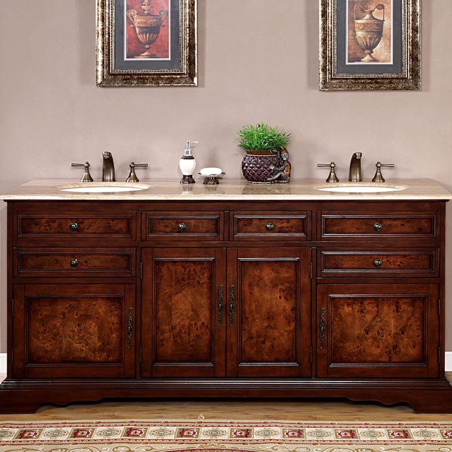 Silkroad Exclusive 72-inch Travertine Top Double Sink Bathroom Vanity - HYP-0716-T-UIC-72 - Molaix610256800653Bathroom VanityHYP-0716-T-UIC-72