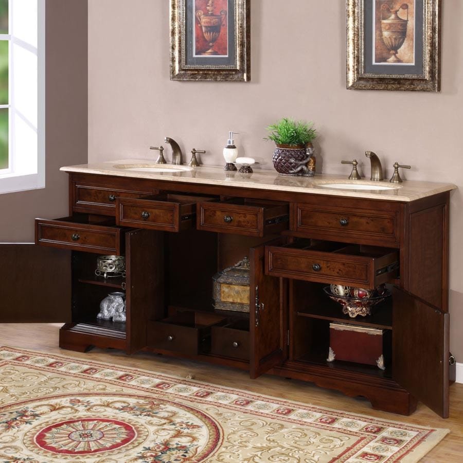 Silkroad Exclusive 72-inch Travertine Top Double Sink Bathroom Vanity - HYP-0716-T-UIC-72 - Molaix610256800653Bathroom VanityHYP-0716-T-UIC-72