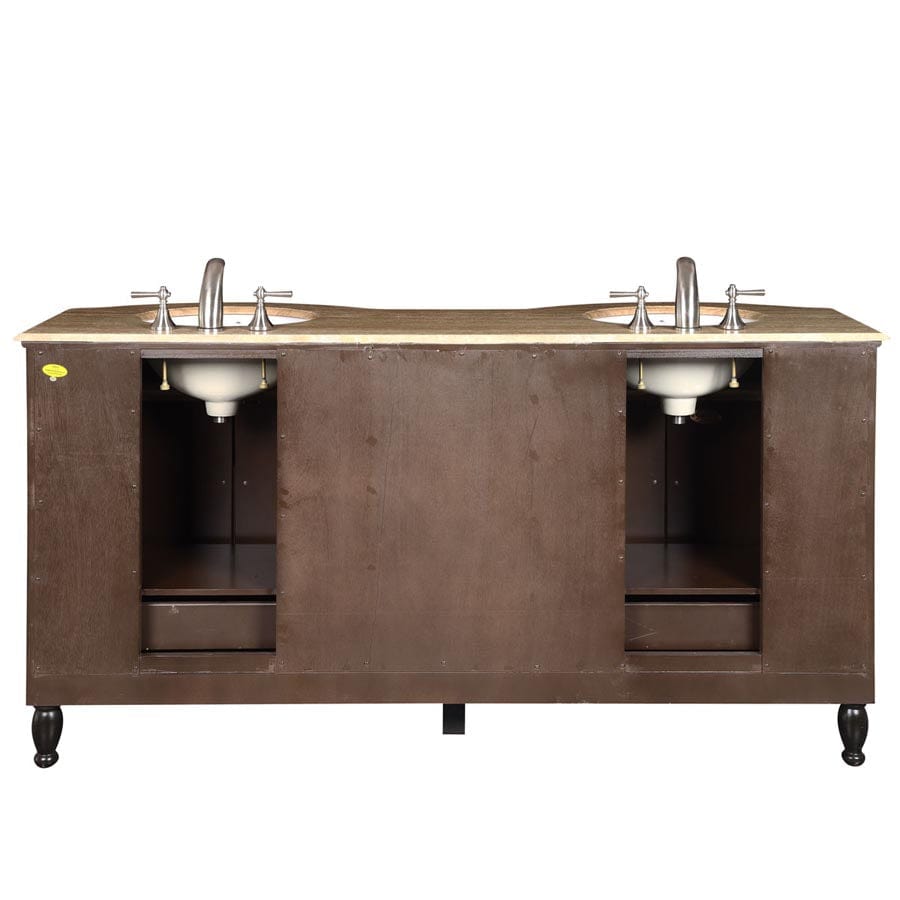 Silkroad Exclusive 72-inch Travertine Top Double Sink Bathroom Vanity - HYP-0717-T-UWC-72 - Molaix610256802183Bathroom VanityHYP-0717-T-UWC-72