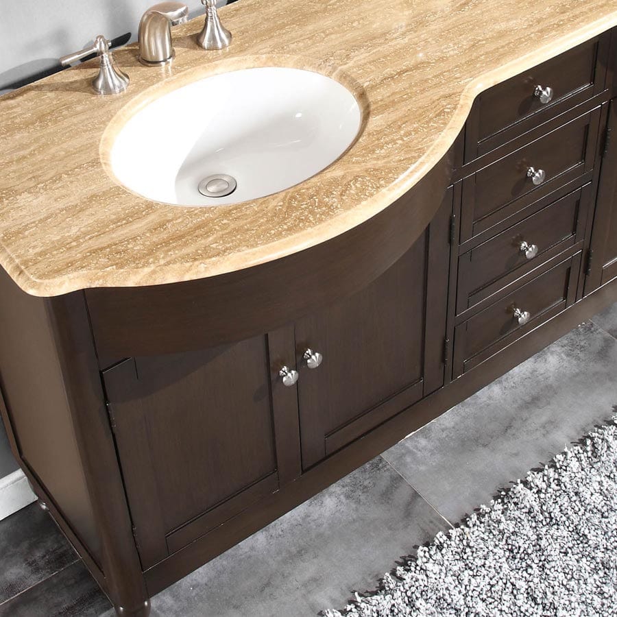 Silkroad Exclusive 72-inch Travertine Top Double Sink Bathroom Vanity - HYP-0717-T-UWC-72 - Molaix610256802183Bathroom VanityHYP-0717-T-UWC-72