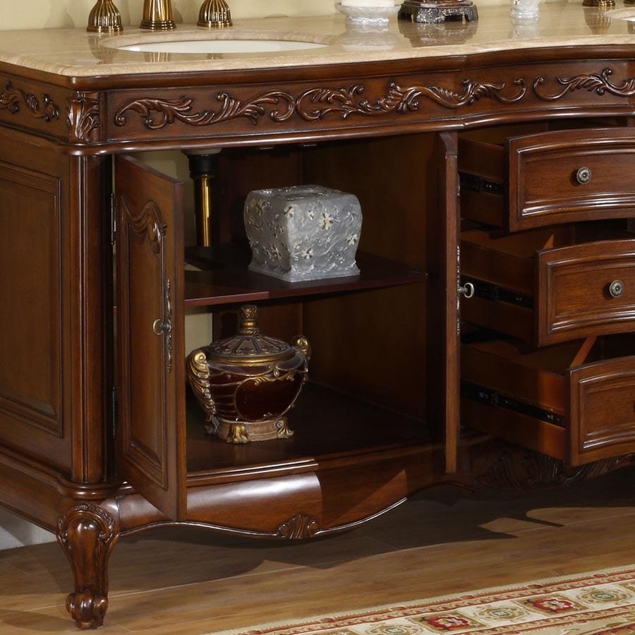 Silkroad Exclusive 72-inch Travertine Top Double Sink Bathroom Vanity - HYP-8034-T-UIC-72 - Molaix610256801025Bathroom VanityHYP-8034-T-UIC-72