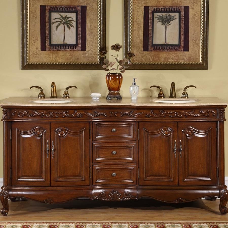 Silkroad Exclusive 72-inch Travertine Top Double Sink Bathroom Vanity - HYP-8034-T-UIC-72 - Molaix610256801025Bathroom VanityHYP-8034-T-UIC-72