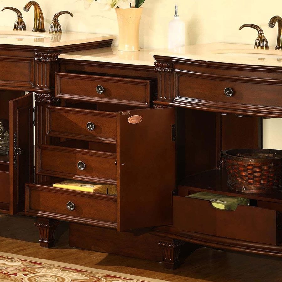 Silkroad Exclusive 80-inch Crema Marfil Marble Top Double Sink Bathroom Vanity - HYP-0205-CM-UIC-80 - Molaix610256801421Bathroom VanityHYP-0205-CM-UIC-80
