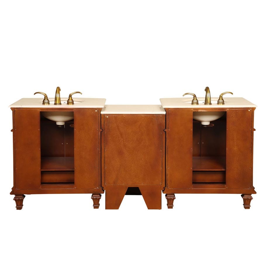 Silkroad Exclusive 80-inch Crema Marfil Marble Top Double Sink Bathroom Vanity - HYP-0205-CM-UIC-80 - Molaix610256801421Bathroom VanityHYP-0205-CM-UIC-80