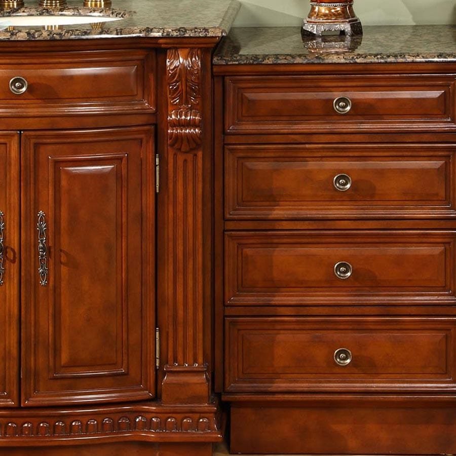 Silkroad Exclusive 84.5-inch Baltic Brown Granite Top Double Sink Bathroom Vanity - HYP-0206-BB-UIC-85 - Molaix610256801445Bathroom VanityHYP-0206-BB-UIC-85