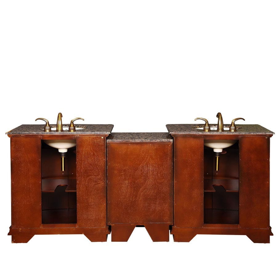 Silkroad Exclusive 84.5-inch Baltic Brown Granite Top Double Sink Bathroom Vanity - HYP-0206-BB-UIC-85 - Molaix610256801445Bathroom VanityHYP-0206-BB-UIC-85