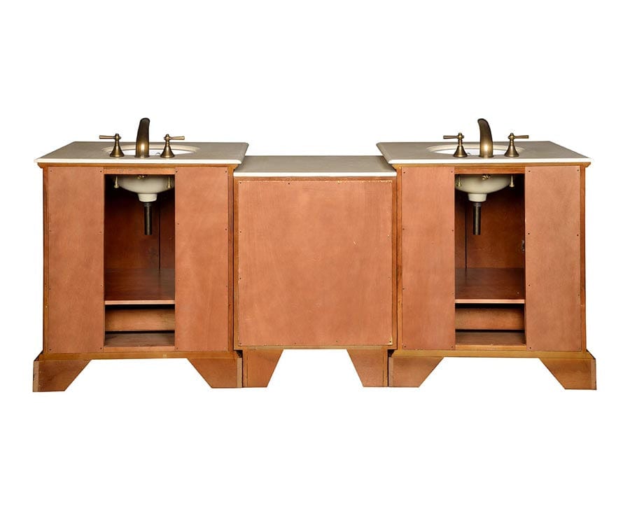 Silkroad Exclusive 87-inch Crema Marfil Marble Top Double Sink Bathroom Vanity - JB-0270-CM-UWC-87 - Molaix610256802398Bathroom VanityJB-0270-CM-UWC-87