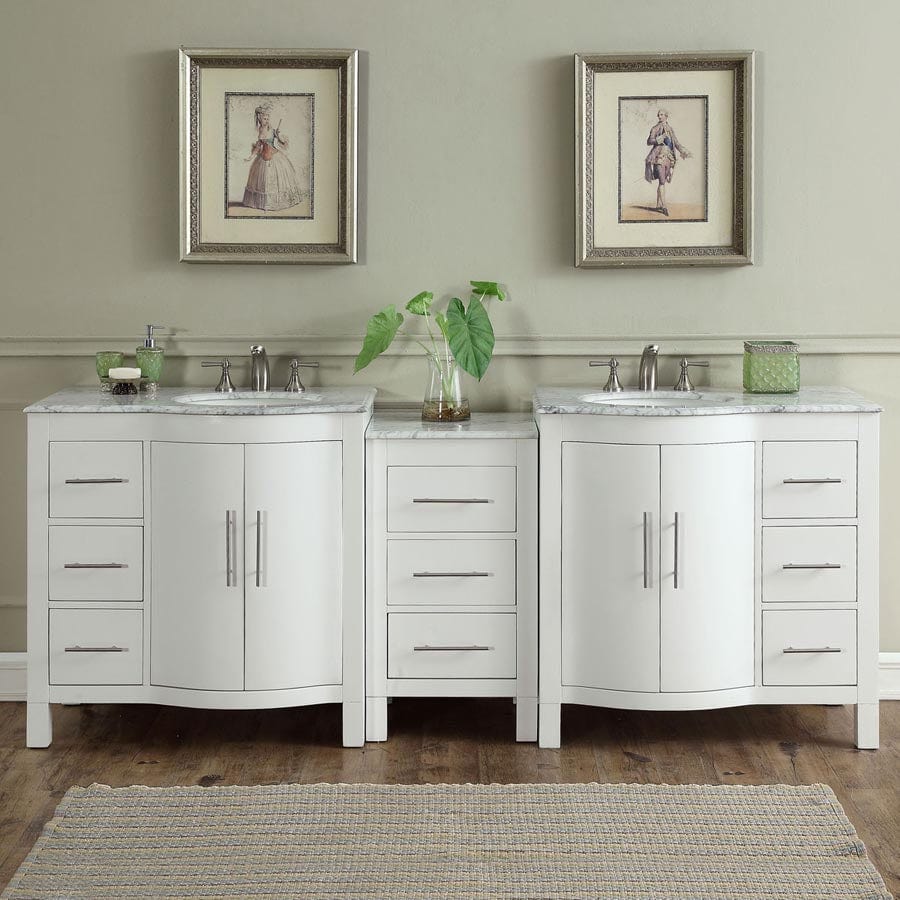 Silkroad Exclusive 89-inch Carrara White Marble Top Double Sink Bathroom Vanity - V0290WW89D - Molaix600316839150Bathroom VanityV0290WW89D