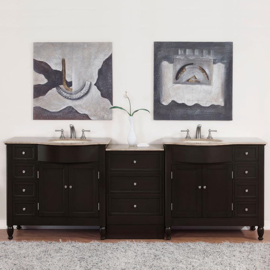 Silkroad Exclusive 95-inch Travertine Top Double Sink Bathroom Vanity - HYP-0902-T-UIC-95 - Molaix610256801674Bathroom VanityHYP-0902-T-UIC-95