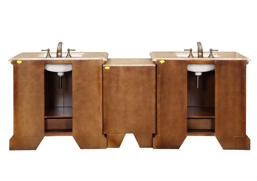 Silkroad Exclusive 95-inch Travertine Top Double Sink Bathroom Vanity - HYP-0907-T-UWC-95 - Molaix610256801728Bathroom VanityHYP-0907-T-UWC-95