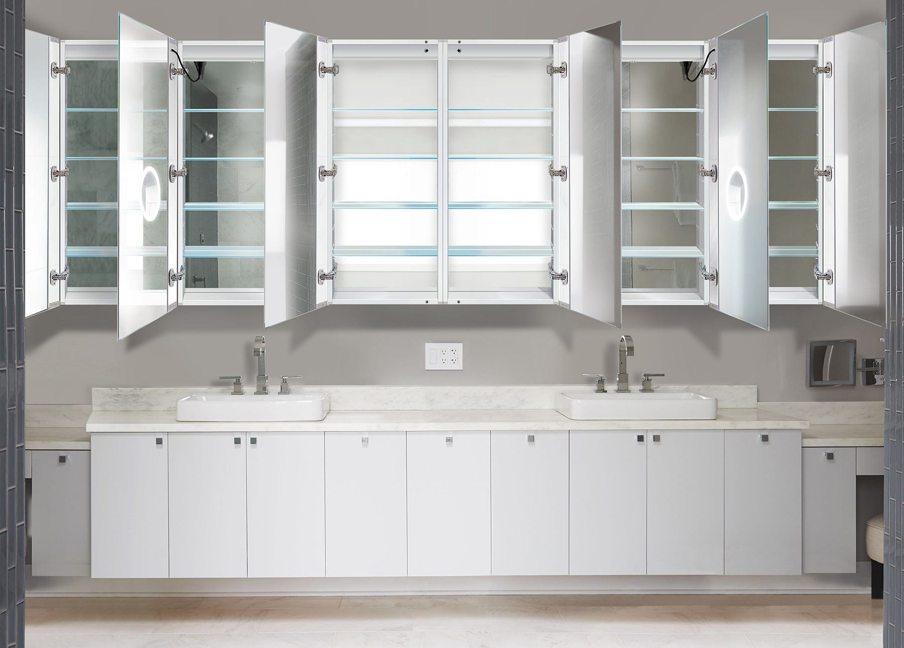 Svange 12042DLLLRRR 120" X 42" LED Medicine Cabinet w/Dimmer & Defogger - Molaix - Molaix850003475646Lighted Medicine Cabinet,RectangleSVANGE12042DLLLRRR
