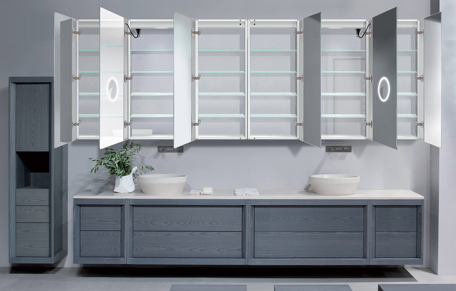 Svange 12042DLLLRRR 120" X 42" LED Medicine Cabinet w/Dimmer & Defogger - Molaix - Molaix850003475646Lighted Medicine Cabinet,RectangleSVANGE12042DLLLRRR