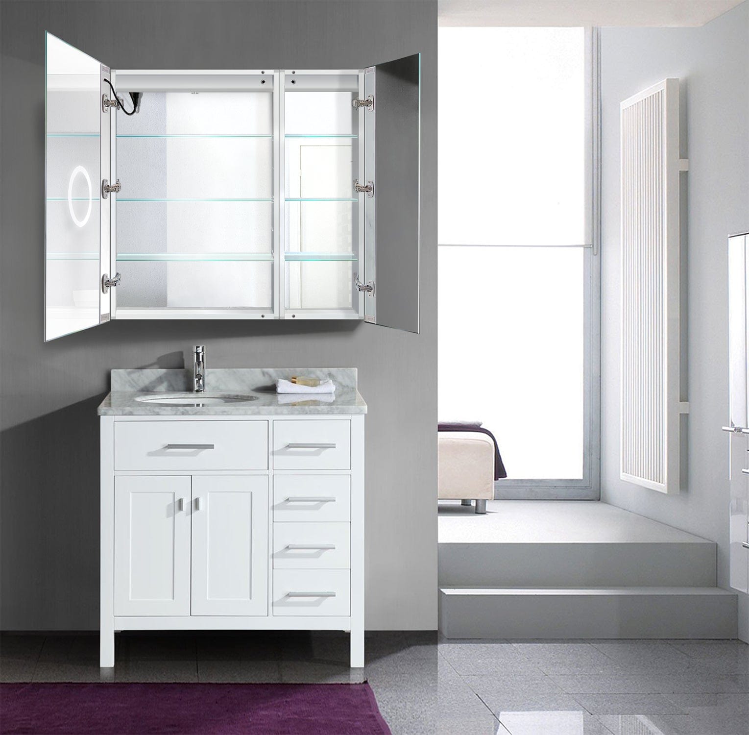 Svange 3636L 36" X 36" LED Bi-View Medicine Cabinet w/Dimmer & Defogger - Molaix - Molaix853962007866Lighted Medicine Cabinet,RectangleSVANGE3636L
