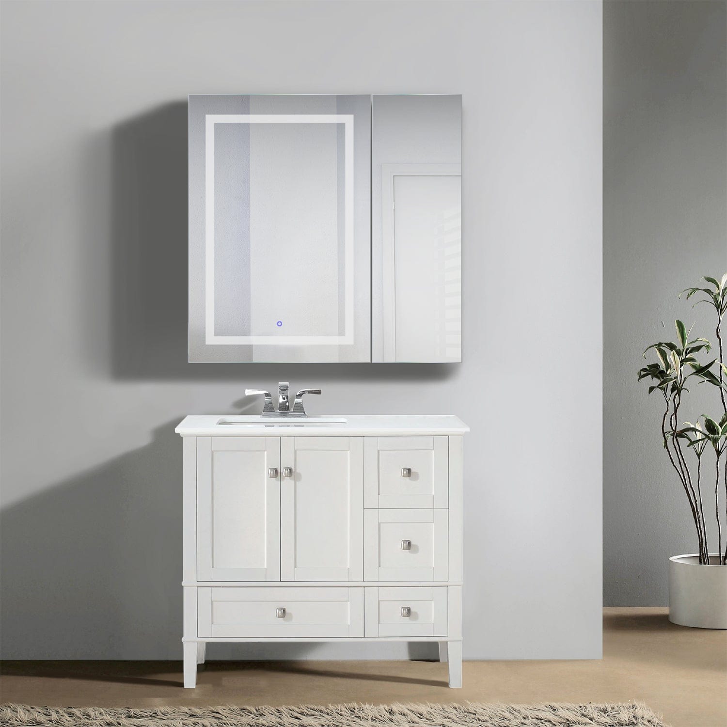 Svange 3636L 36" X 36" LED Bi-View Medicine Cabinet w/Dimmer & Defogger - Molaix - Molaix853962007866Lighted Medicine Cabinet,RectangleSVANGE3636L