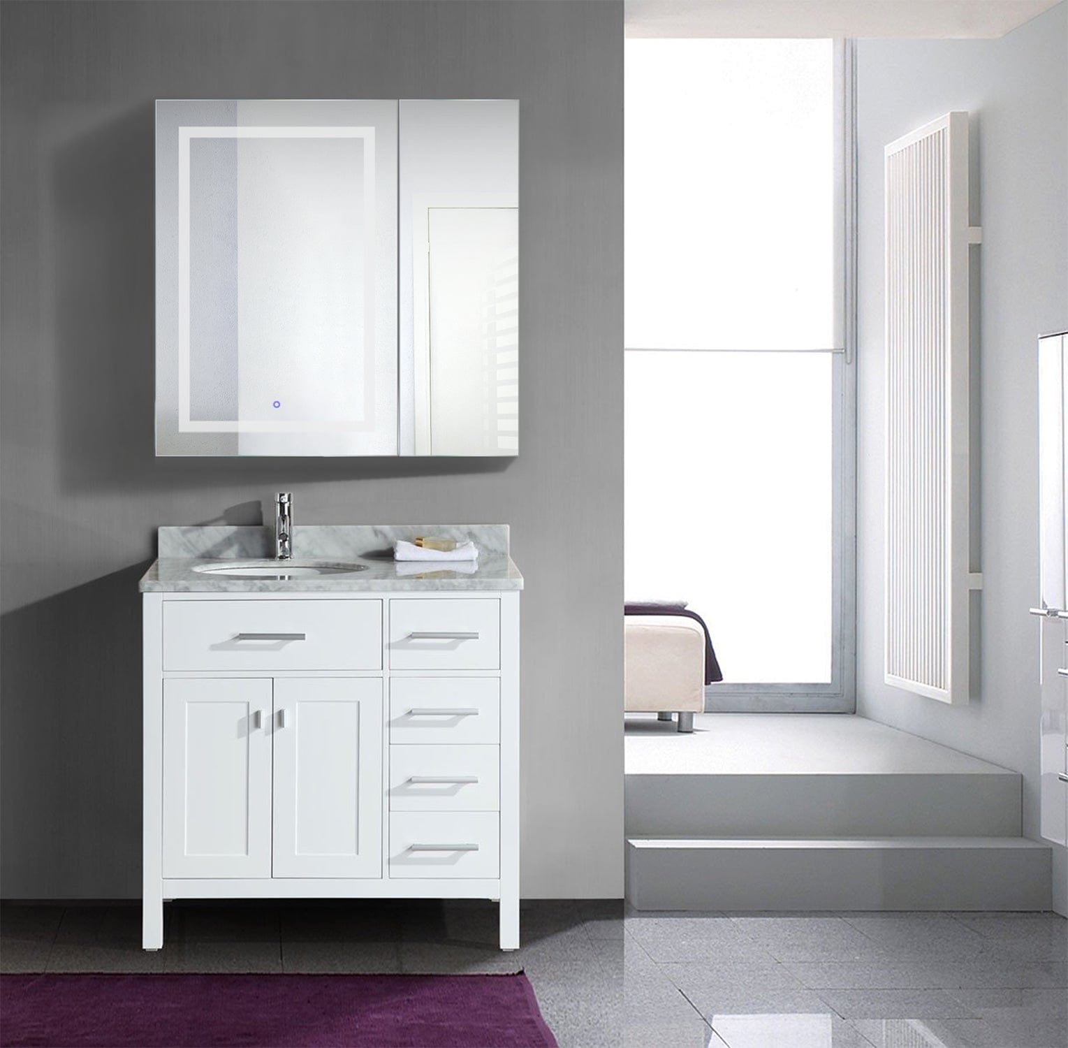 Svange 3636L 36" X 36" LED Bi-View Medicine Cabinet w/Dimmer & Defogger - Molaix - Molaix853962007866Lighted Medicine Cabinet,RectangleSVANGE3636L