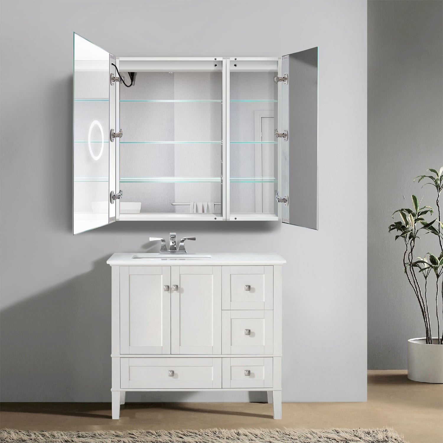 Svange 3636L 36" X 36" LED Bi-View Medicine Cabinet w/Dimmer & Defogger - Molaix - Molaix853962007866Lighted Medicine Cabinet,RectangleSVANGE3636L