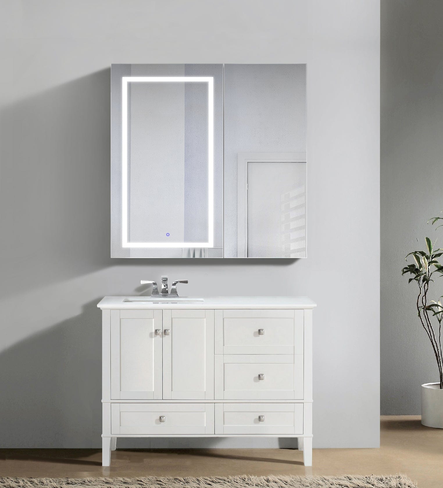 Svange 4242L 42" X 42" LED Medicine Cabinet w/Dimmer & Defogger - Molaix - Molaix850003475516Lighted Medicine Cabinet,RectangleSVANGE4242L