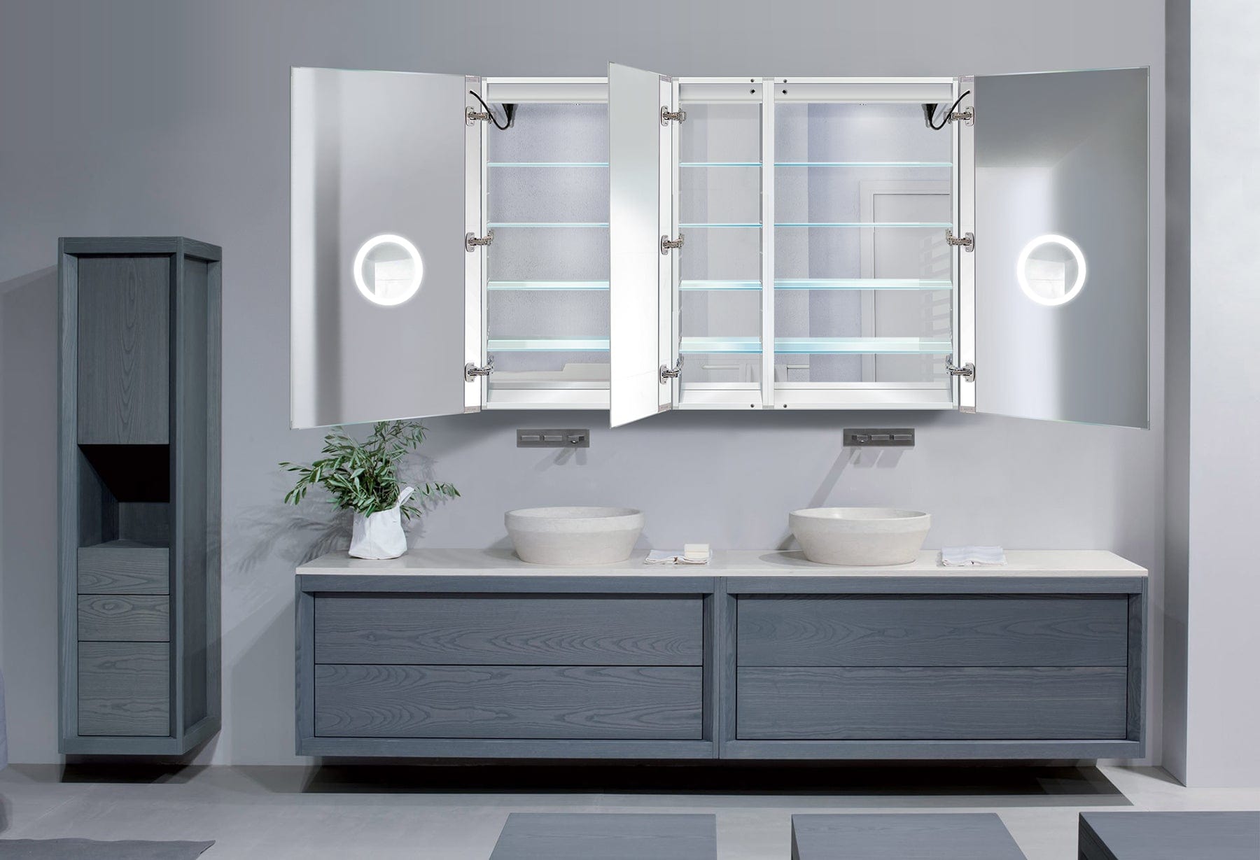 Svange 6042DLLR 60" X 42" Double LED Medicine Cabinet w/Dimmer & Defogger - Molaix - Molaix850003475561Lighted Medicine Cabinet,RectangleSVANGE6042DLLR