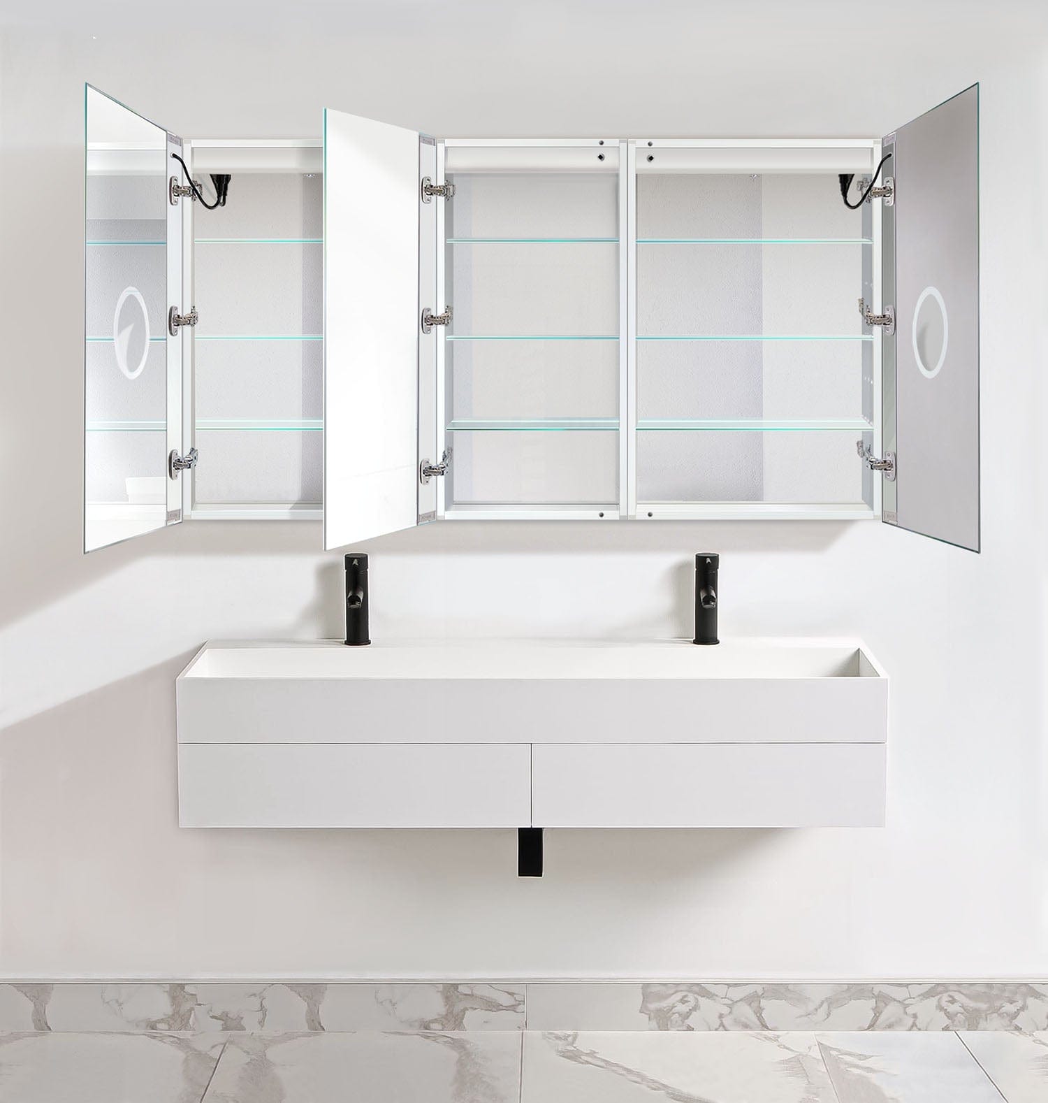 Svange 6636DLLR 66" X 36" Double LED Medicine Cabinet w/Dimmer & Defogger - Molaix - Molaix853962007965Lighted Medicine Cabinet,RectangleSVANGE6636DLLR