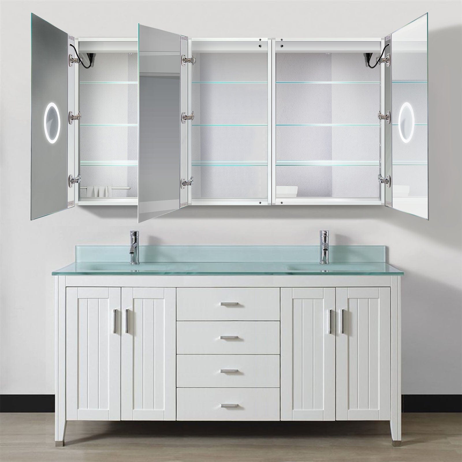 Svange 6636DLLR 66" X 36" Double LED Medicine Cabinet w/Dimmer & Defogger - Molaix - Molaix853962007965Lighted Medicine Cabinet,RectangleSVANGE6636DLLR
