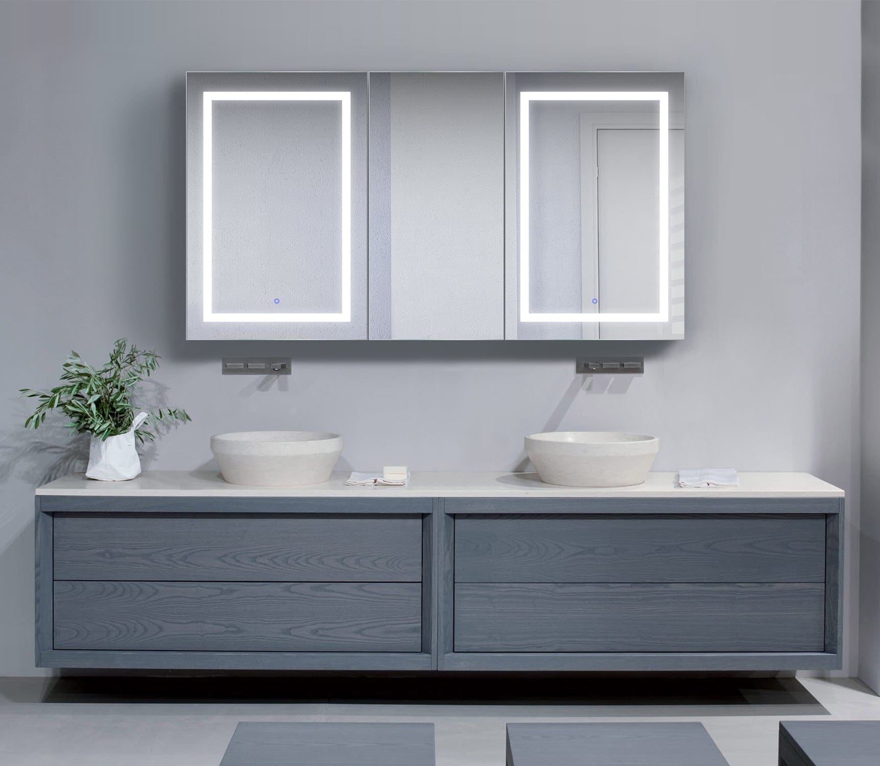 Svange 6636DLLR 66" X 36" Double LED Medicine Cabinet w/Dimmer & Defogger - Molaix - Molaix853962007965Lighted Medicine Cabinet,RectangleSVANGE6636DLLR