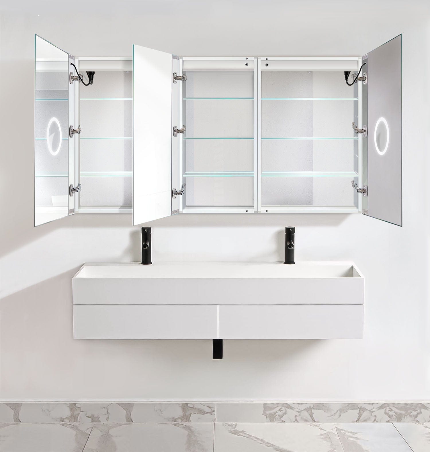 Svange 6636DLLR 66" X 36" Double LED Medicine Cabinet w/Dimmer & Defogger - Molaix - Molaix853962007965Lighted Medicine Cabinet,RectangleSVANGE6636DLLR