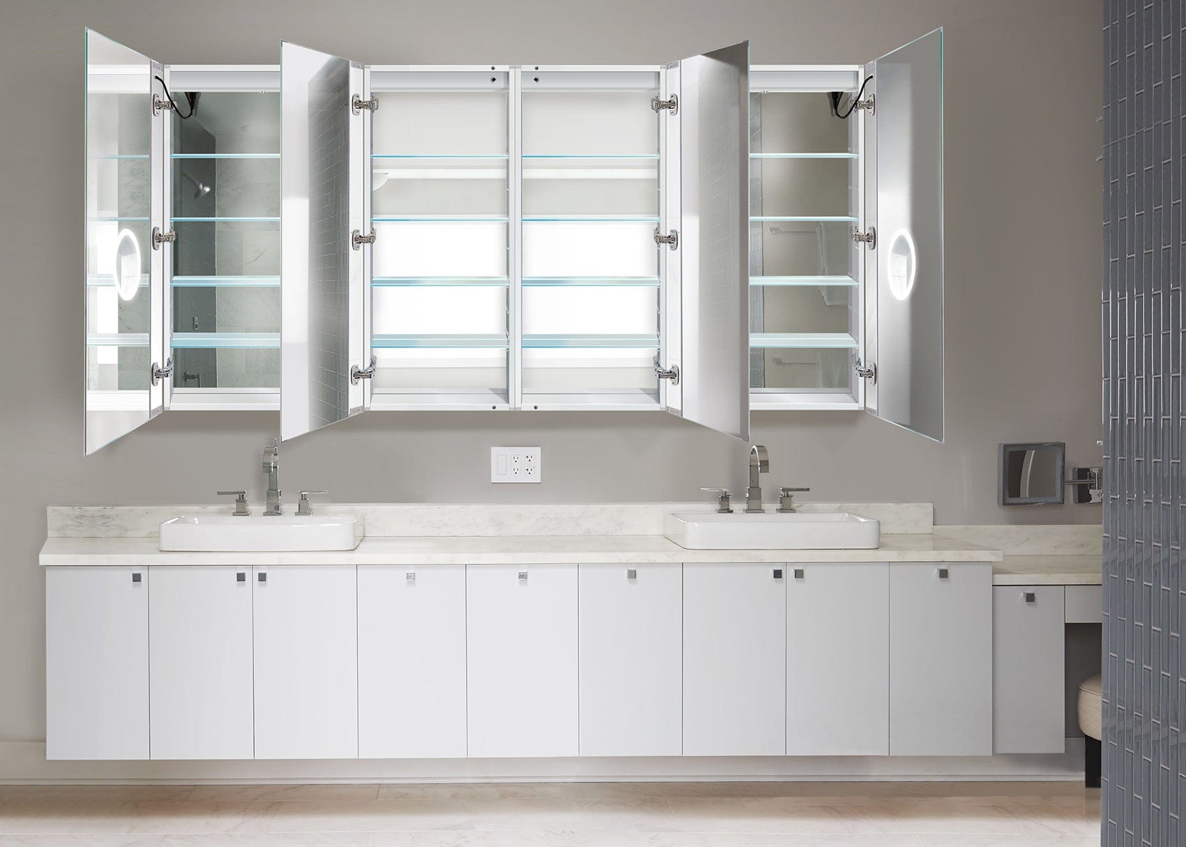 Svange 8442DLLRR 84" X 42" LED Medicine Cabinet w/Dimmer & Defogger - Molaix - Molaix850003475615Lighted Medicine Cabinet,RectangleSVANGE8442DLLRR