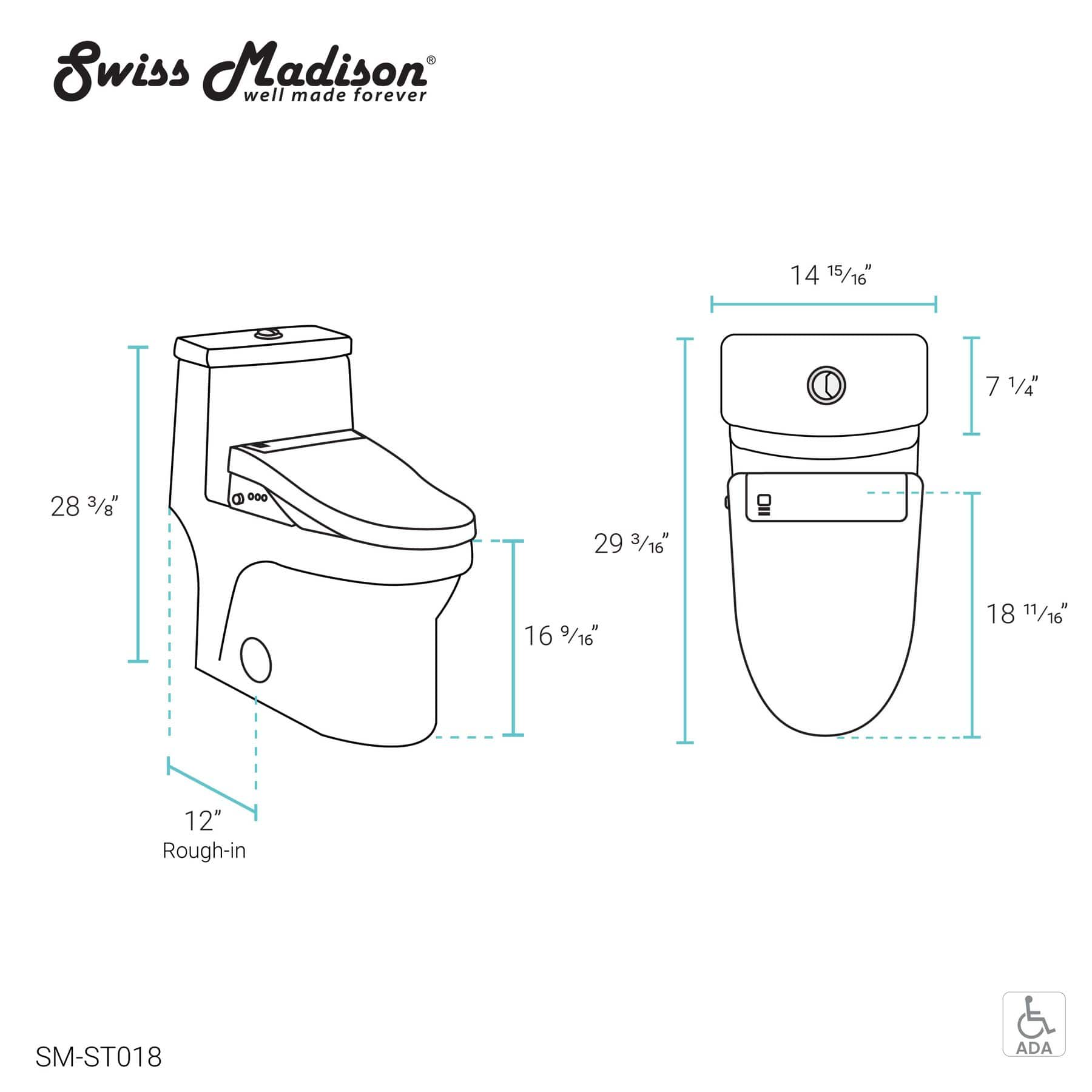 Swiss Madison Virage One-Piece Toilet with Vivante Smart Seat Bidet 1.1/1.6 gpf - SM-ST018 - Molaix723552143871ToiletsSM-ST018