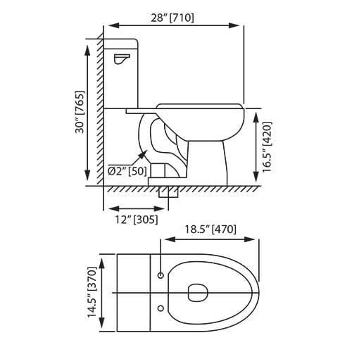 Two Piece Elongated Bowl Lever Flush Toilet - DSW-2EL28W - Molaix601946608147ToiletsDSW-2EL28W