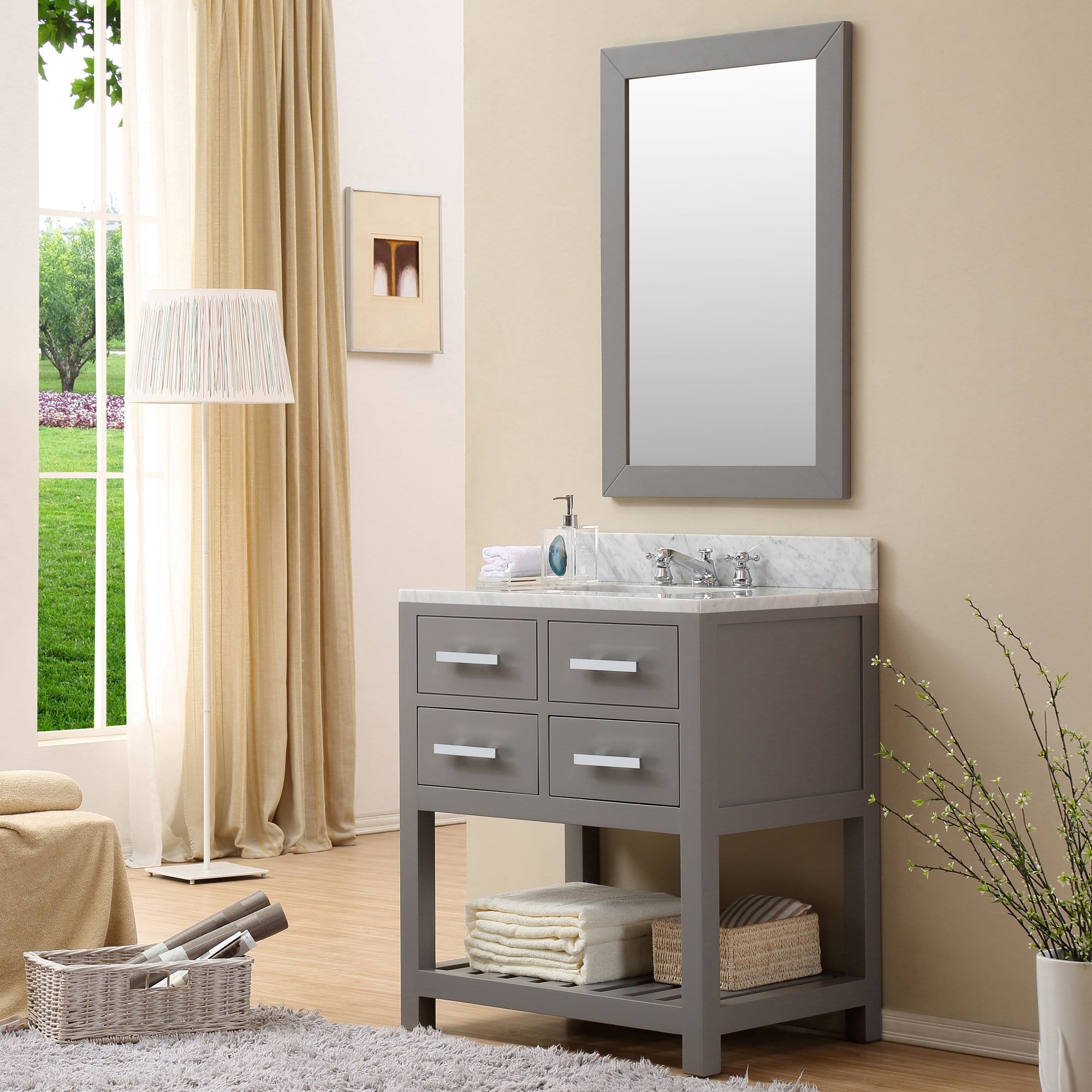 Water Creation 30 Inch Cashmere Grey Single Sink Bathroom Vanity With Faucet From The Madalyn Collection - Molaix700621683216Bathroom vanityMA30CW01CG-000BX0901
