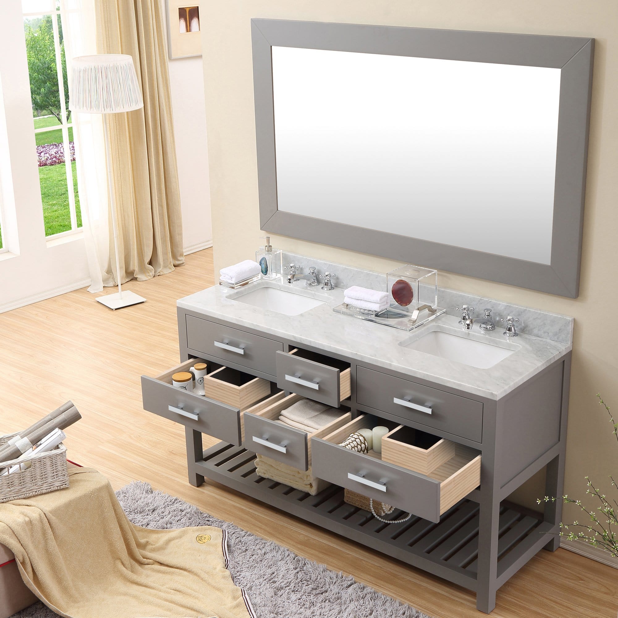 Water Creation 60 Inch Cashmere Grey Double Sink Bathroom Vanity From The Madalyn Collection - Molaix700621683230Bathroom vanityMA60CW01CG-000000000