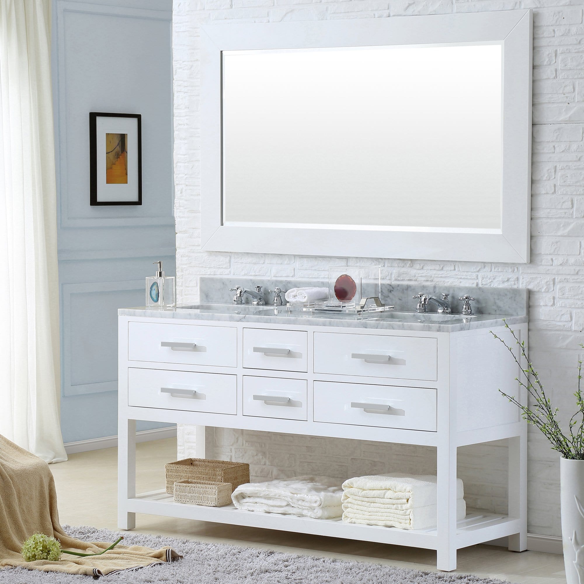 Water Creation 60 Inch Pure White Double Sink Bathroom Vanity From The Madalyn Collection - Molaix700621682493Bathroom vanityMA60CW01PW-000000000