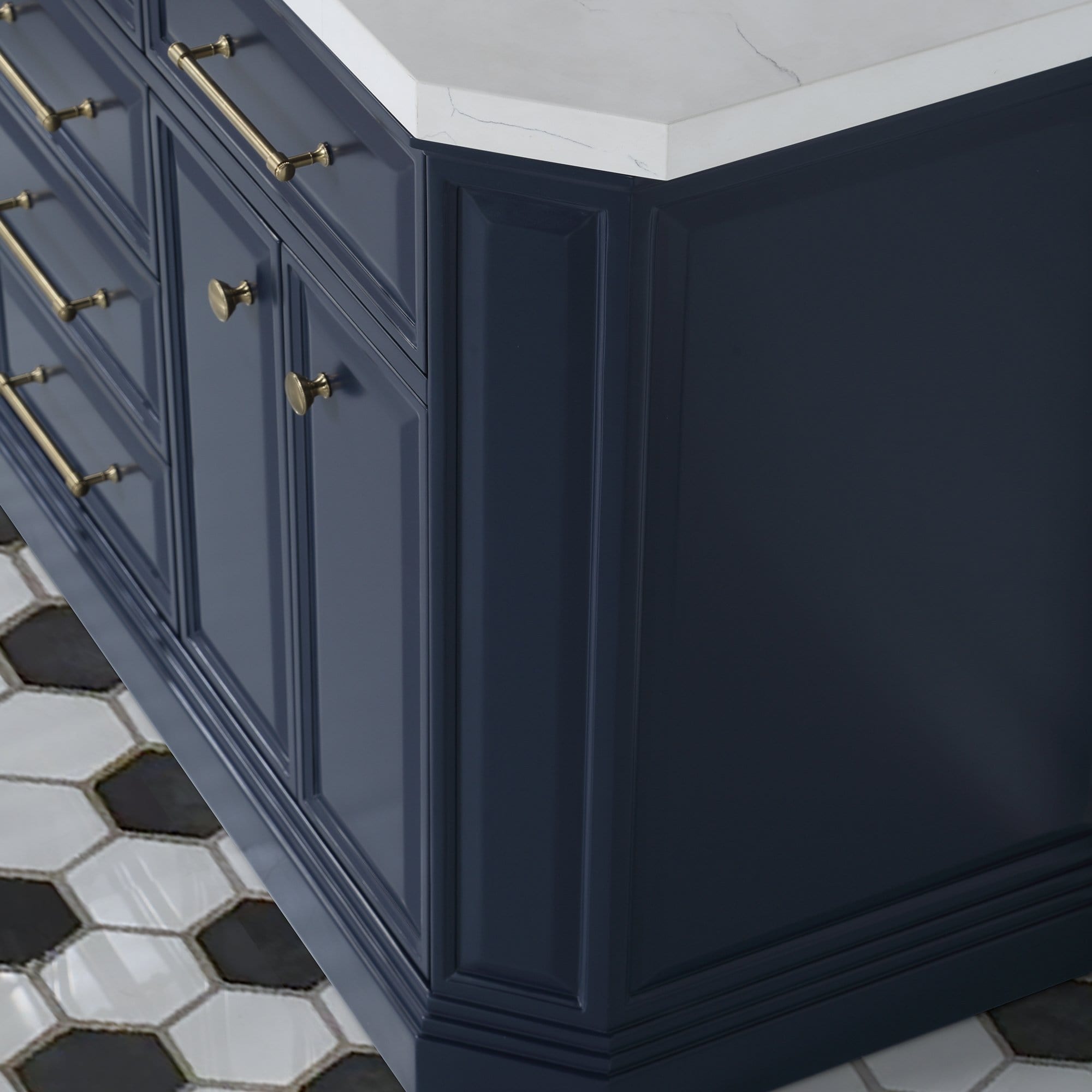 Water Creation Palace 60 In. Double Sink White Quartz Countertop Vanity in Monarch Blue - Molaix732030764972Bathroom vanityPA60QZ06MB-000000000