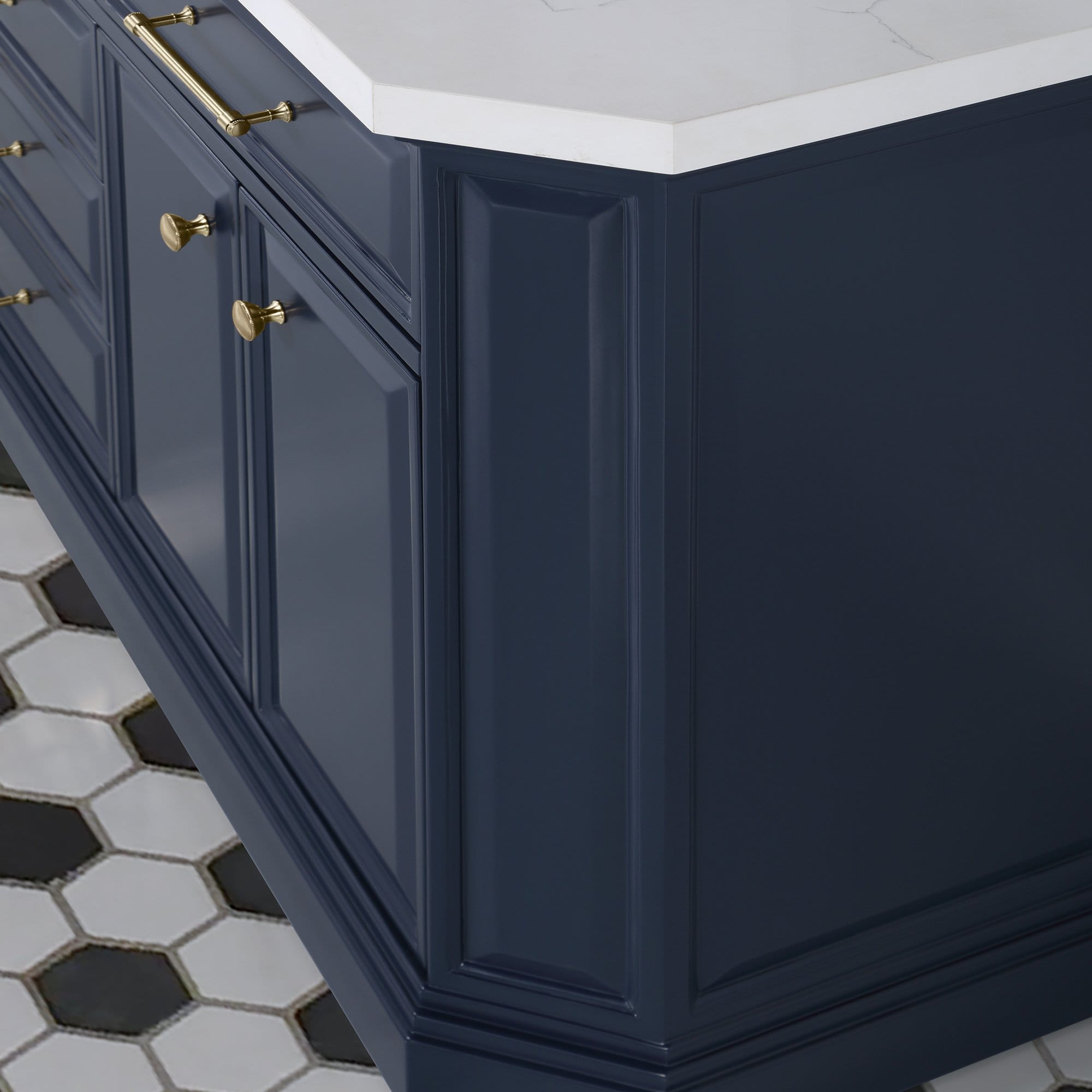 Water Creation Palace 72 In. Double Sink White Quartz Countertop Vanity in Monarch Blue with Hook Faucets - Molaix732030765054Bathroom vanityPA72QZ06MB-000TL1206