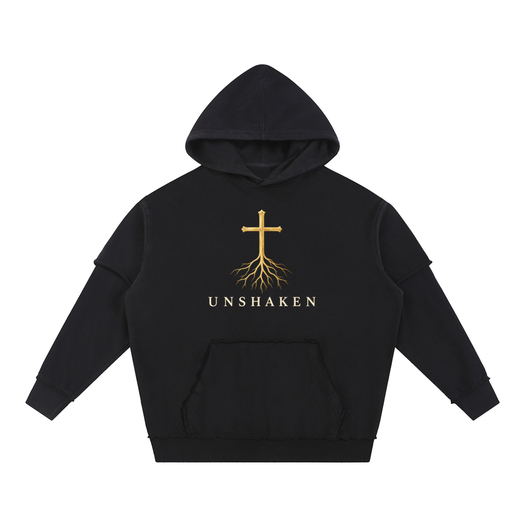 Snow Washed Raw Edge Double Layered Hoodie