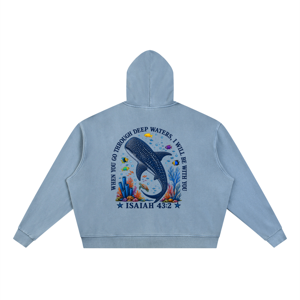 Unisex Vintage Wash Full Zip Boxy Hoodie