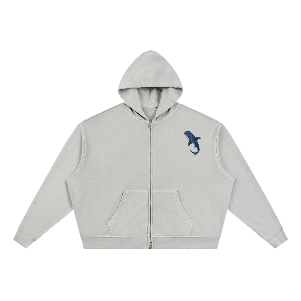 Unisex Vintage Wash Full Zip Boxy Hoodie