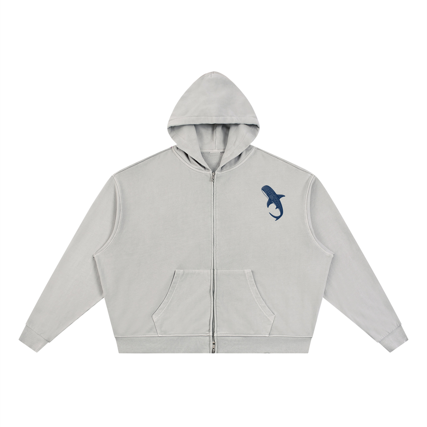 Unisex Vintage Wash Full Zip Boxy Hoodie