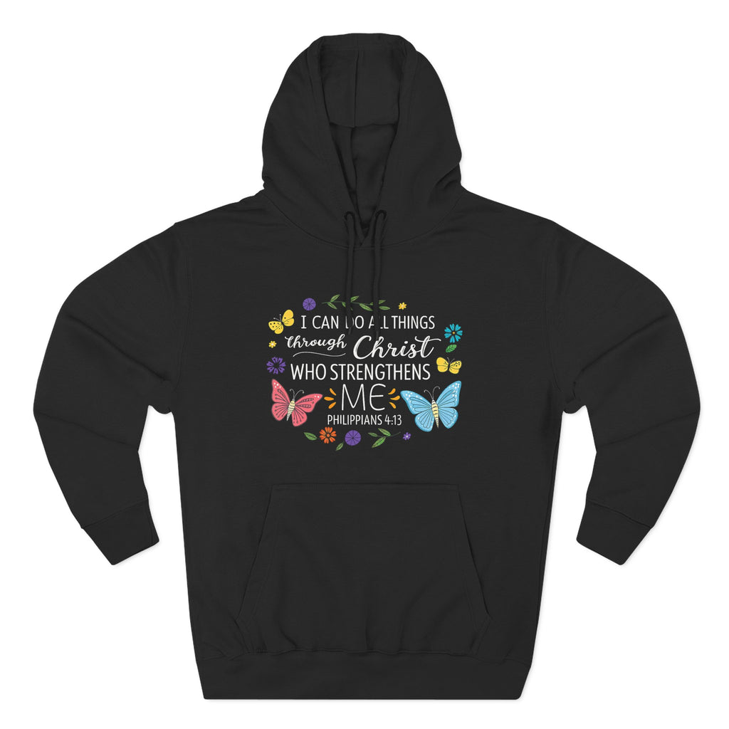 Christian Butterfly Hoodie – "I Can Do All Things Through Christ" Inspirational Pullover