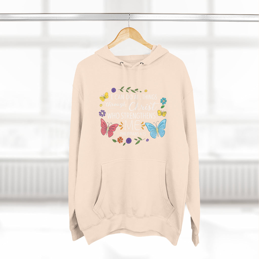 Christian Butterfly Hoodie – "I Can Do All Things Through Christ" Inspirational Pullover