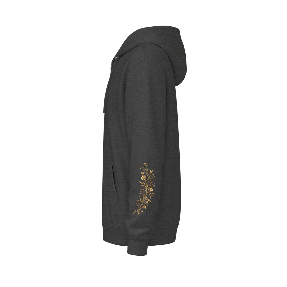 Gold Cross Zip-Up Hoodie — Christian Faith Fleece Jacket