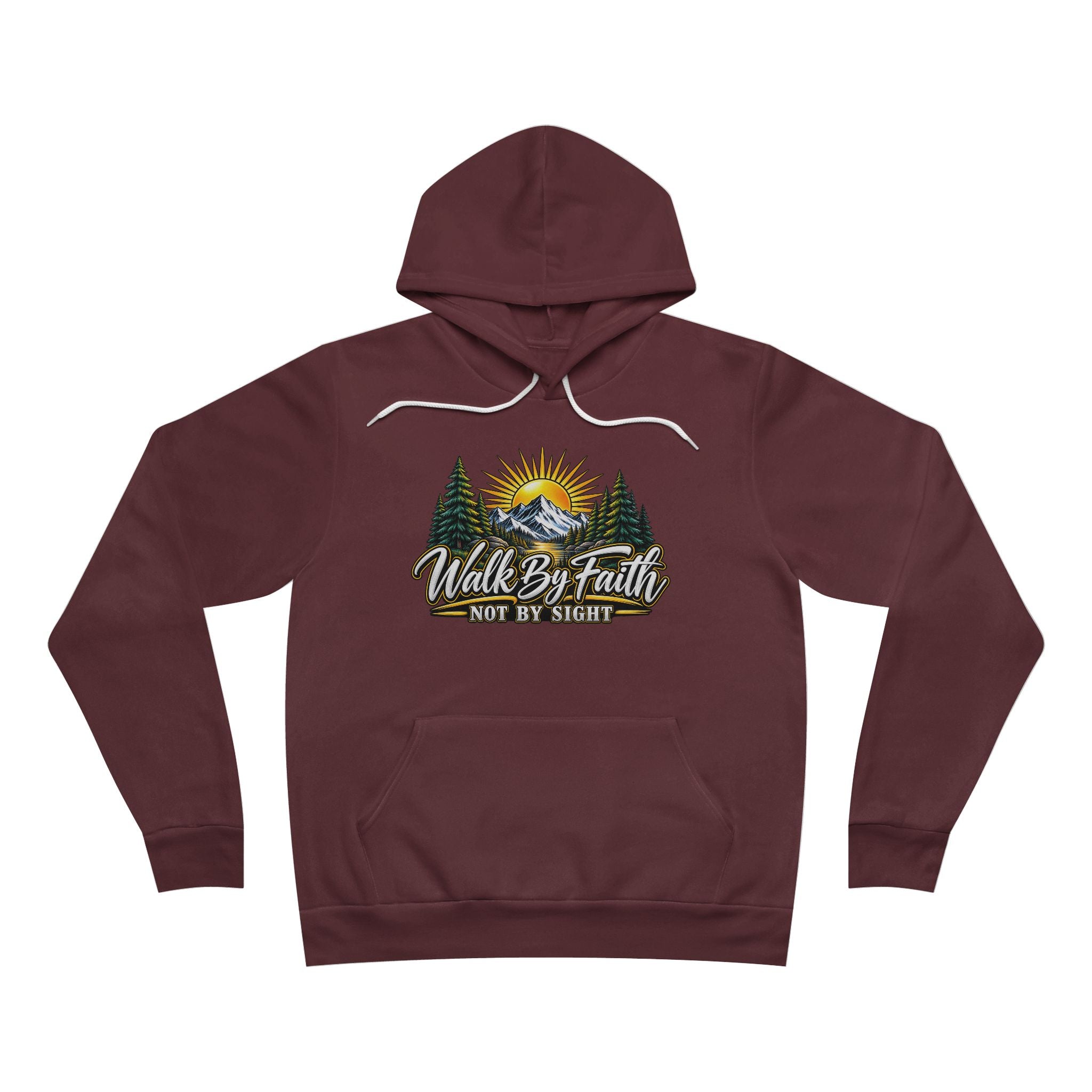 Hoodie — "Walk By Faith Not By Sight" Mountain Sunrise Christian Pullover